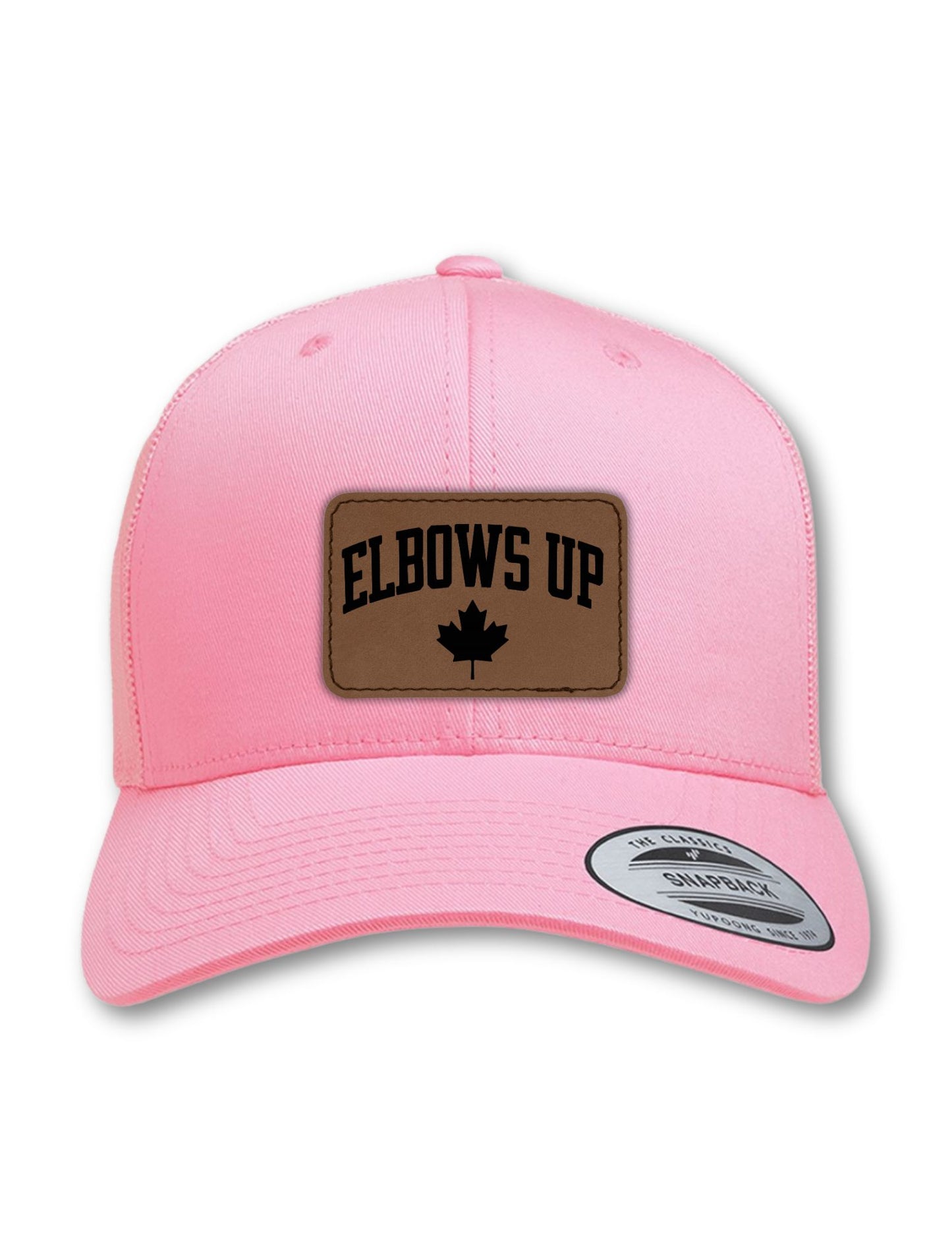 Elbows Up - Canada Strong Leatherette Patch on Your Choice of Hat