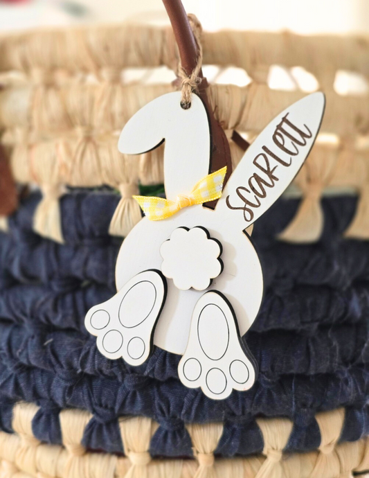 Bunny Butt Easter Tag Personalized with Engraved Name