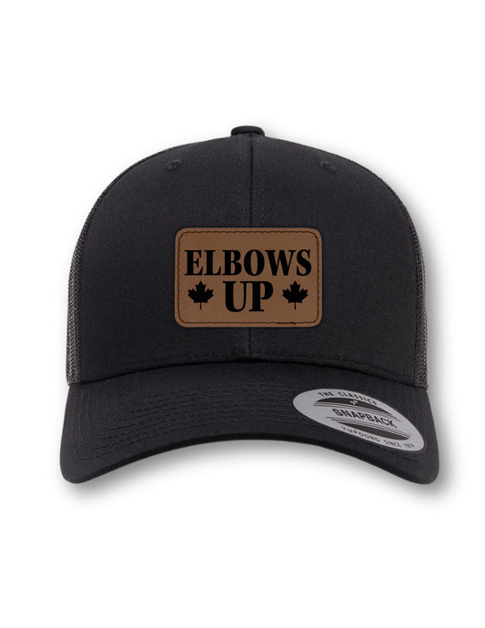 Elbows Up - Canada Strong Maple Leaf Leatherette Patch on Your Choice of Hat