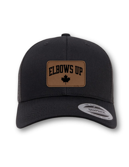 Elbows Up - Canada Strong Leatherette Patch on Your Choice of Hat