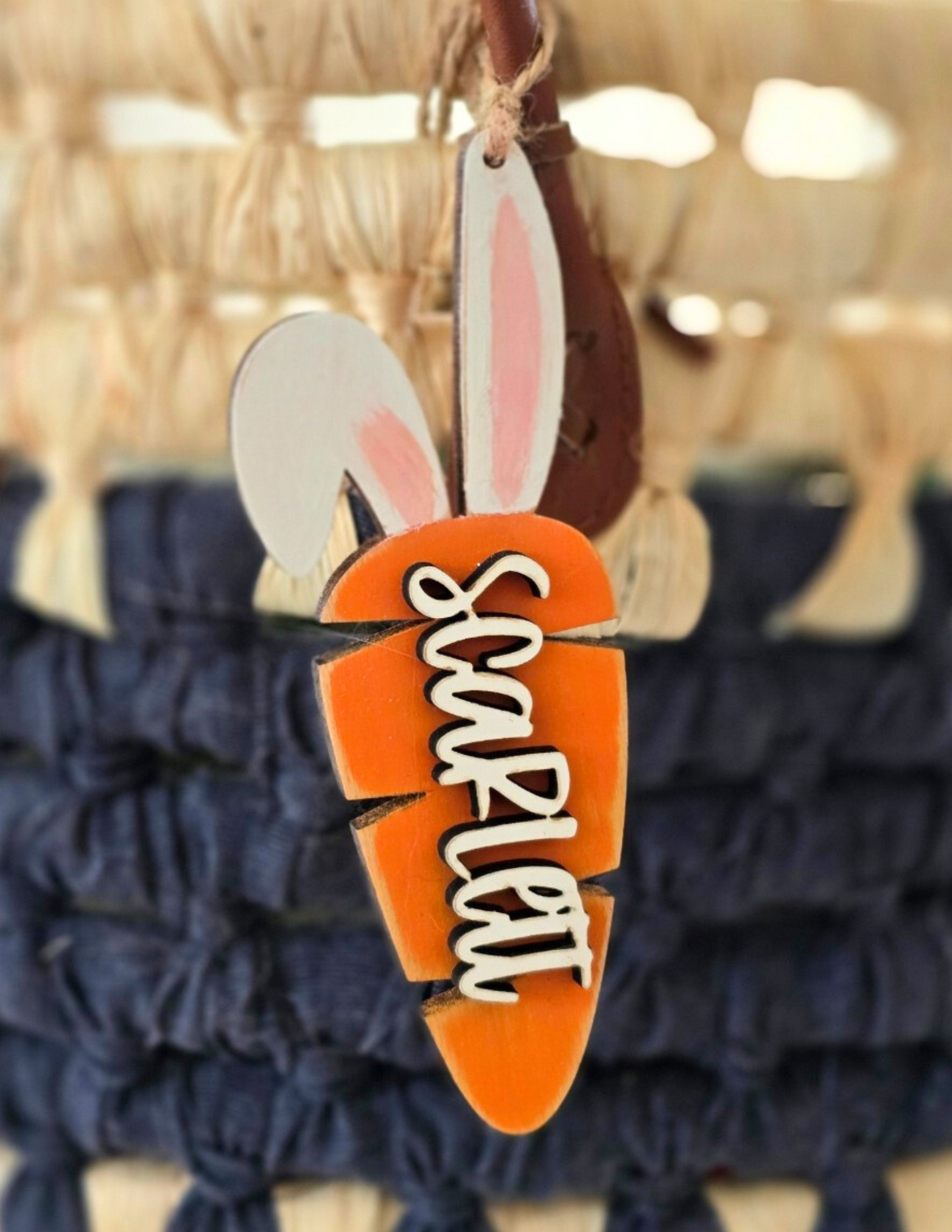 Bunny Ears Carrot Easter Tag Personalized with Engraved Name