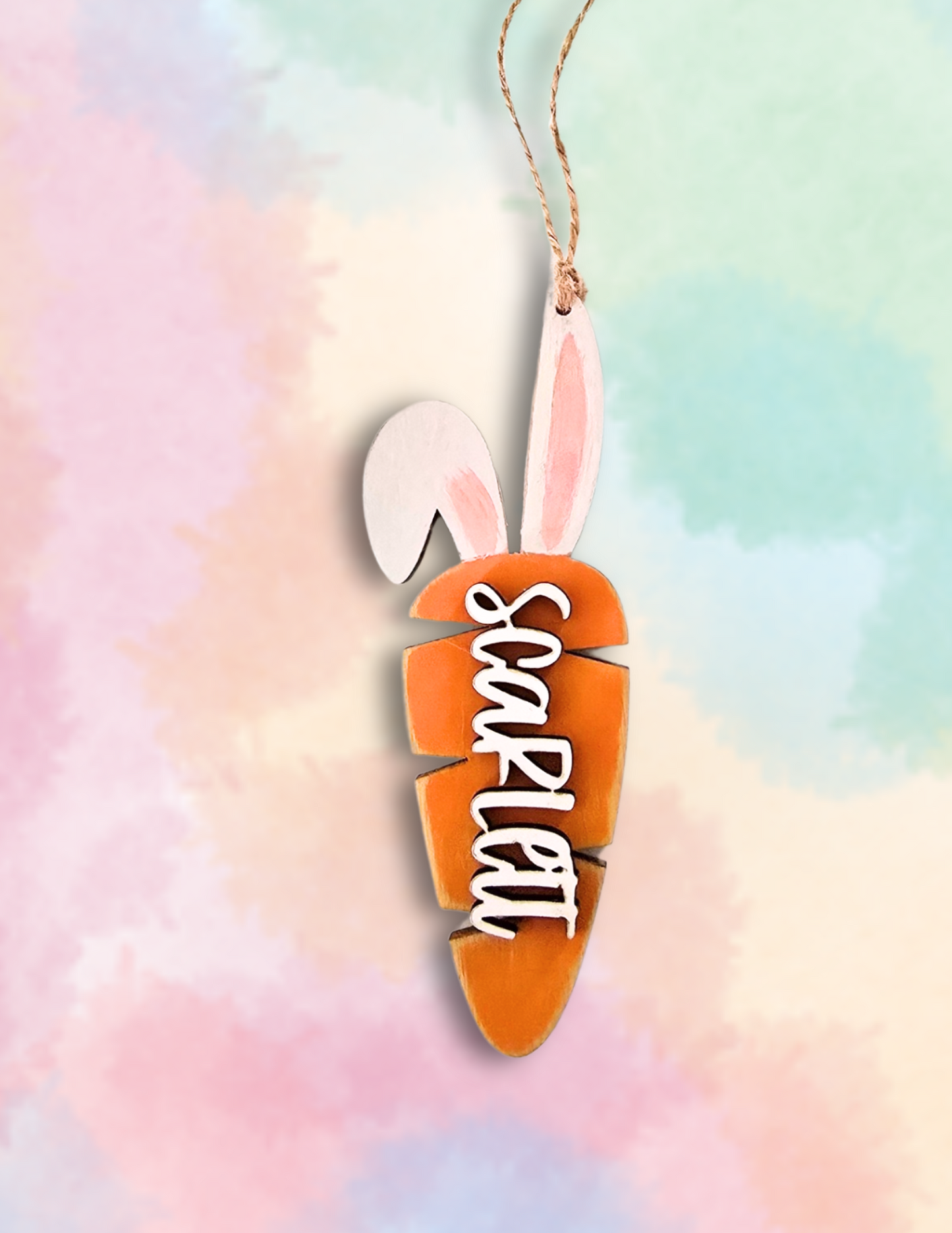 Bunny Ears Carrot Easter Tag Personalized with Engraved Name