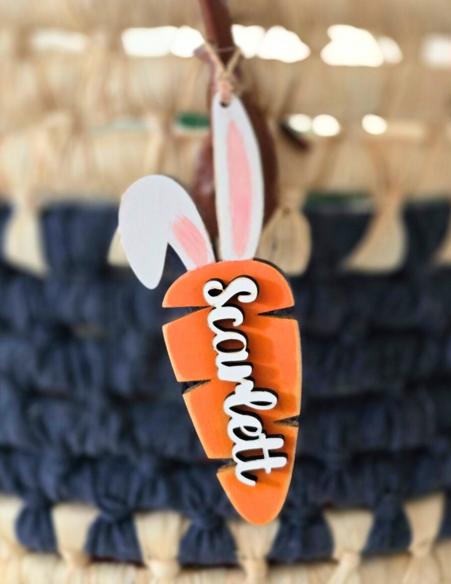 Bunny Ears Carrot Easter Tag Personalized with Engraved Name