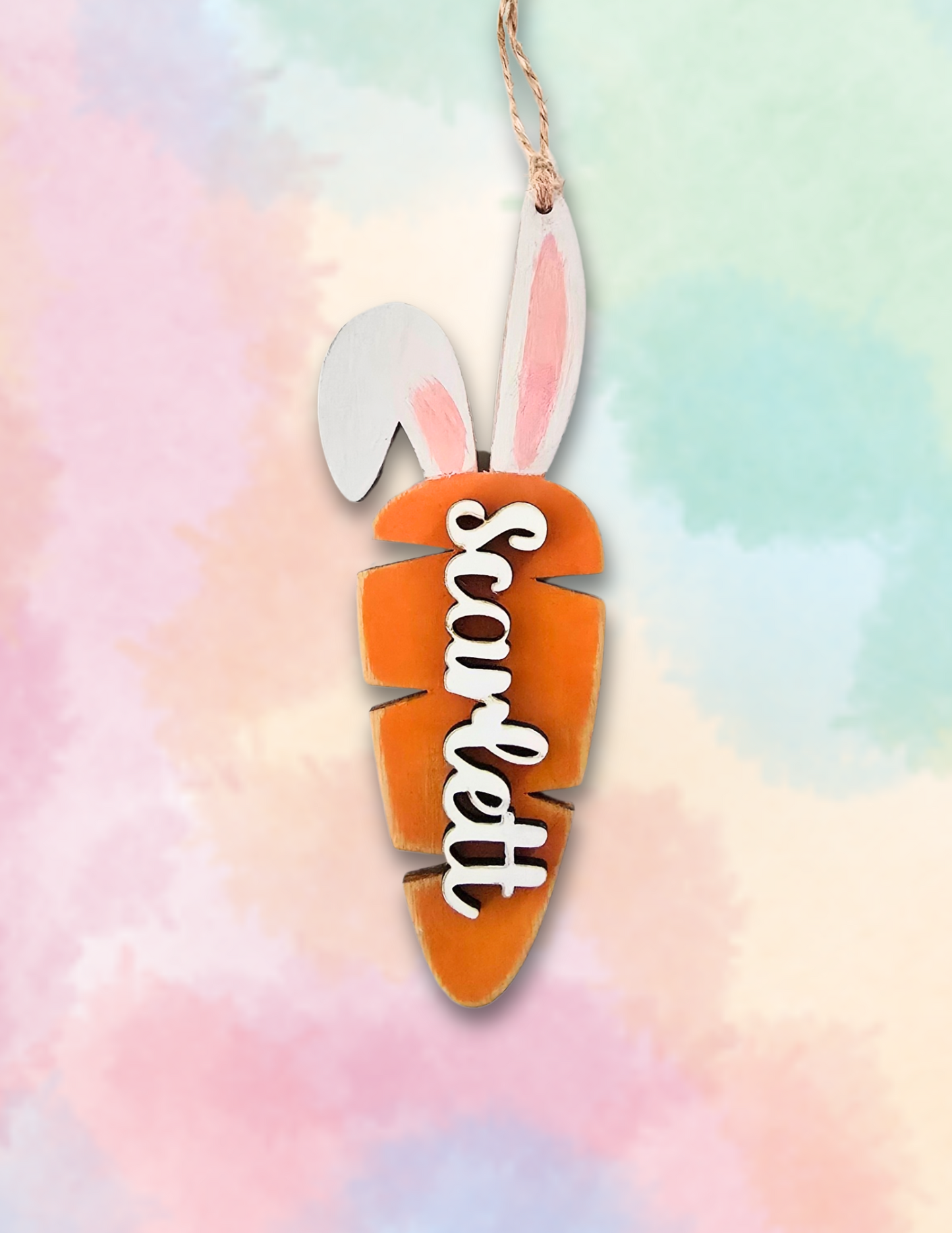 Bunny Ears Carrot Easter Tag Personalized with Engraved Name