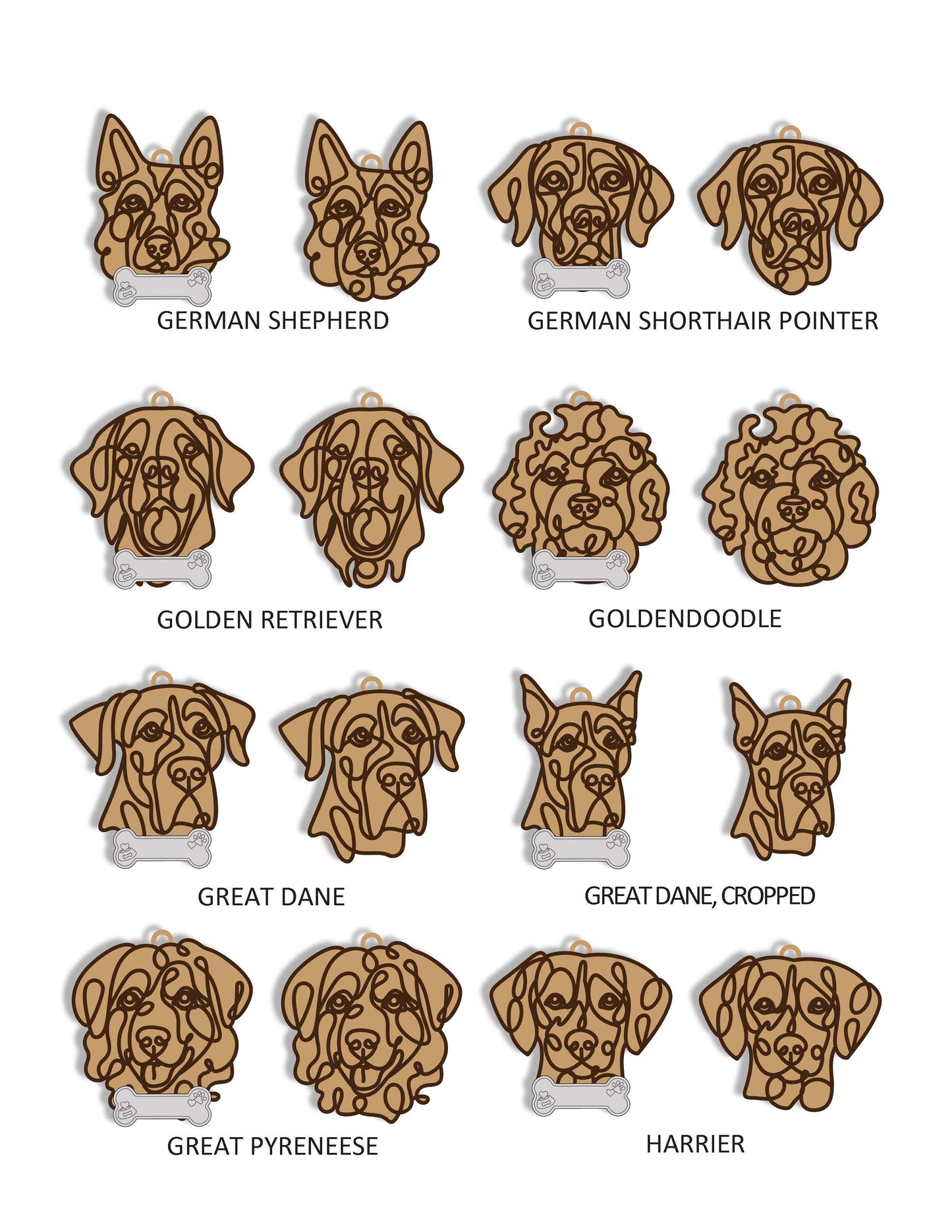 Doodle Dog Ornaments - Customizable