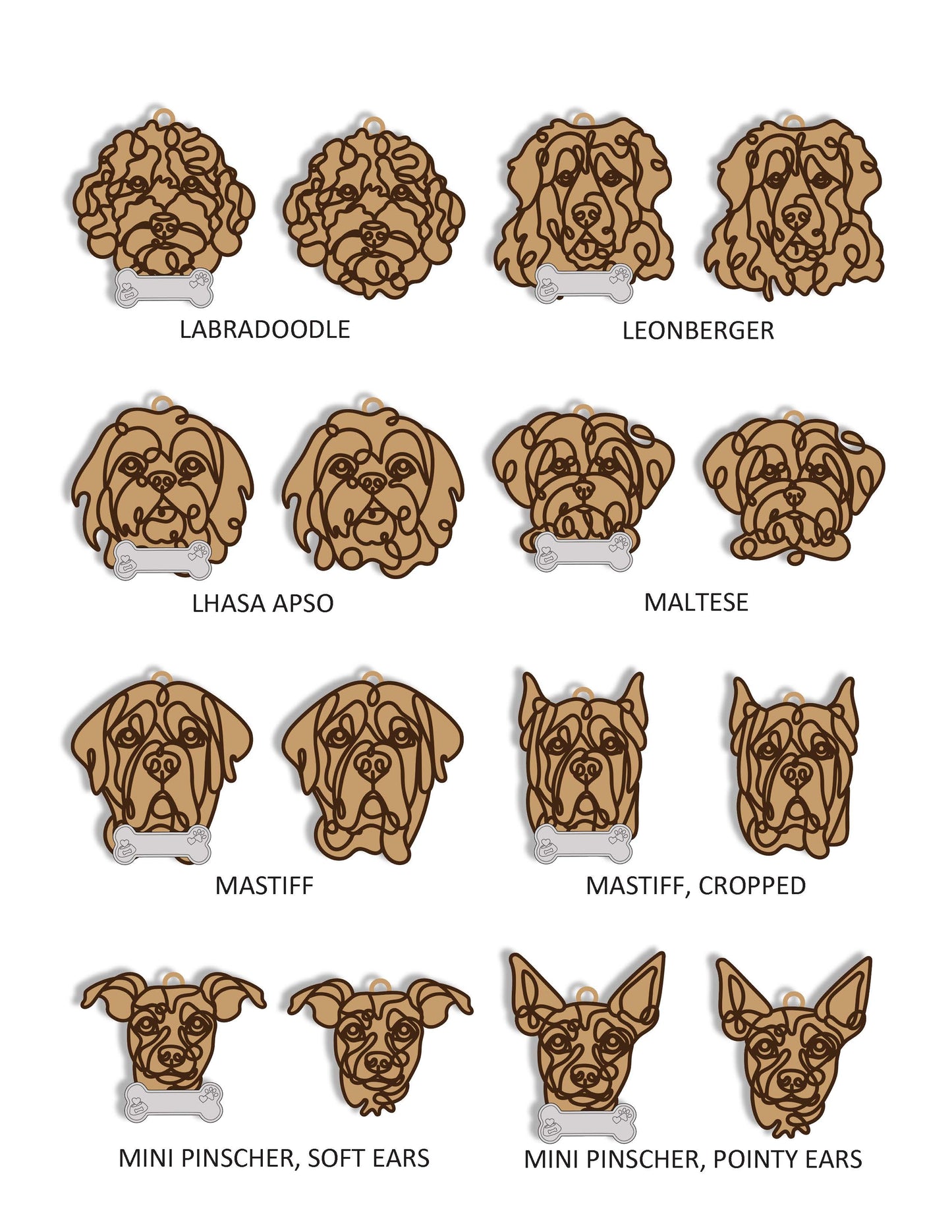 Doodle Dog Ornaments - Customizable