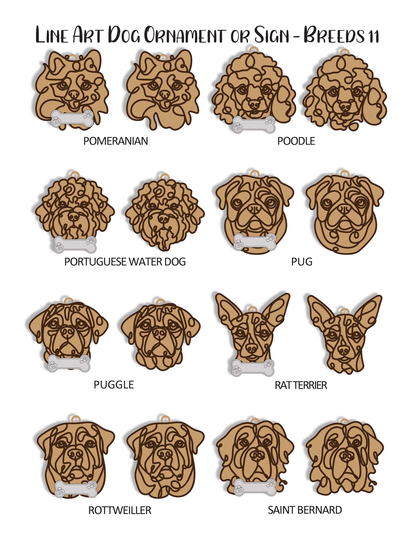 Doodle Dog Ornaments - Customizable
