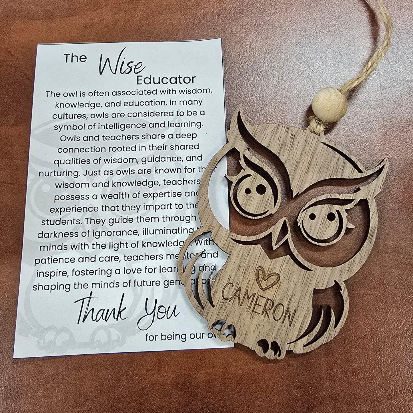 Personalized Laser Cut Owl Ornament – The Perfect Gift for Teachers