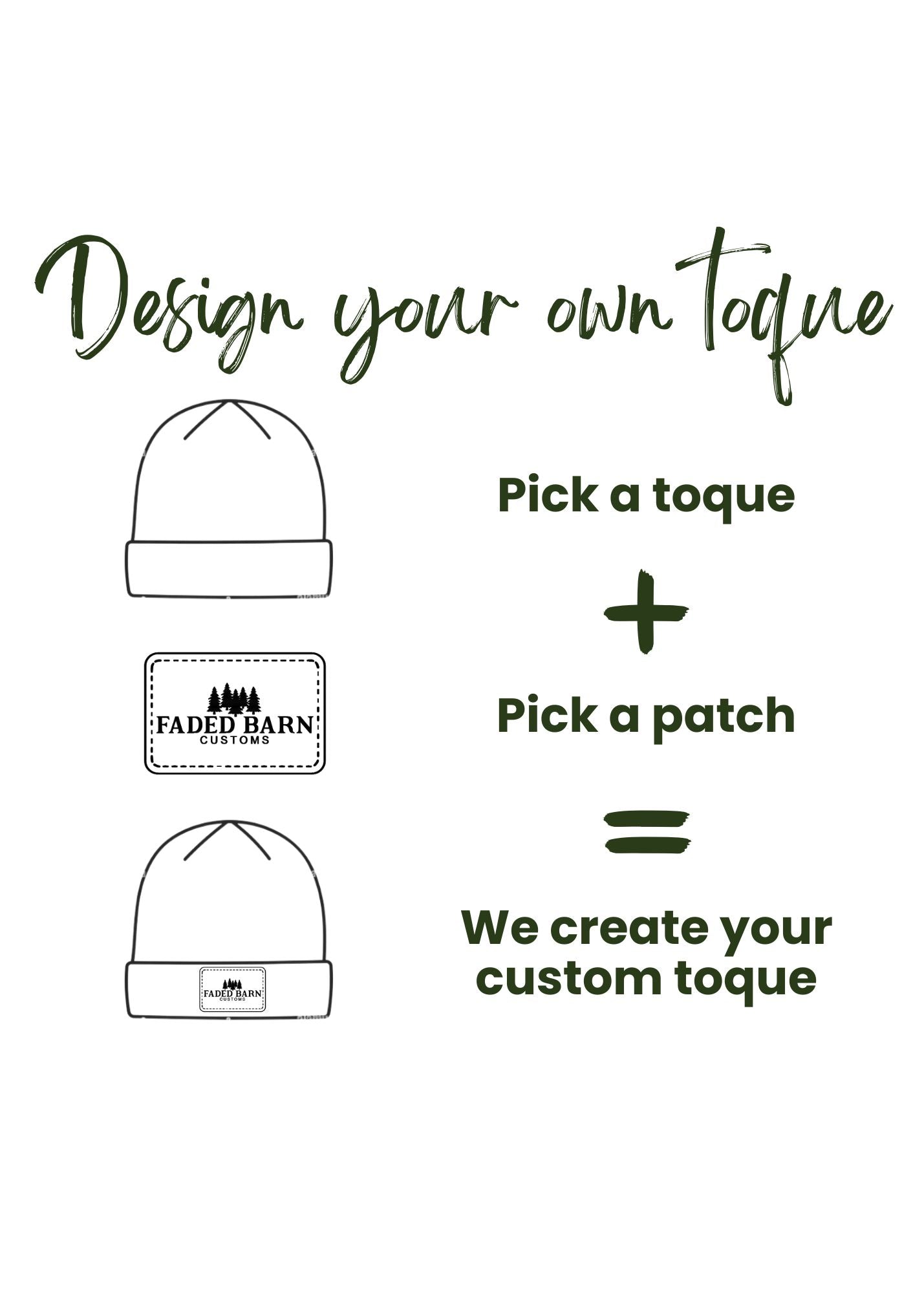 Design Your Own Custom Toque with Engraved Leatherette Patch