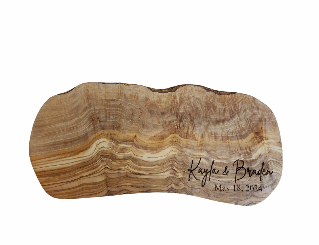 Custom Olive Wood Charcuterie Board with Personalized Engraving