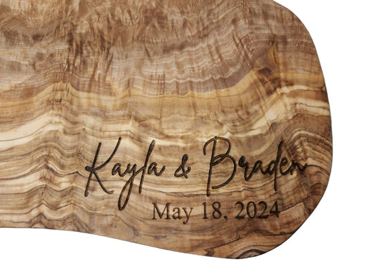 Custom Olive Wood Charcuterie Board with Personalized Engraving